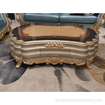 Geschnitztes klassisches italienisches Luxus-Wohnzimmer-Sofa-Set
